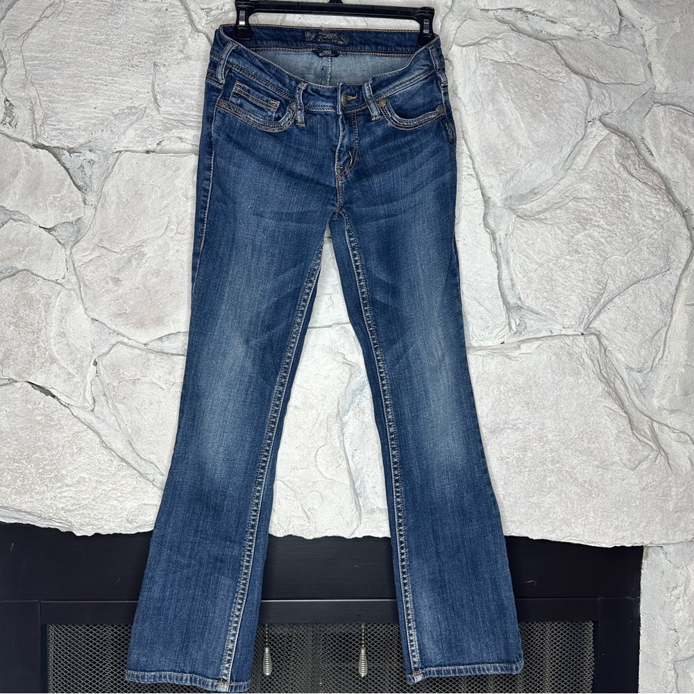 Silver Jeans | Women’s Aiko Bootcut Dark Wash Denim Jeans w/Stretch, Size 28x31